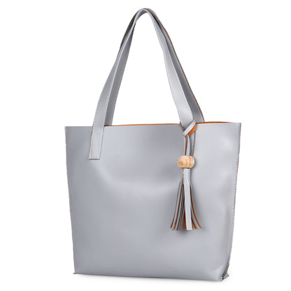 Aliza Vegan Leather Shopper Tote Bag Grey