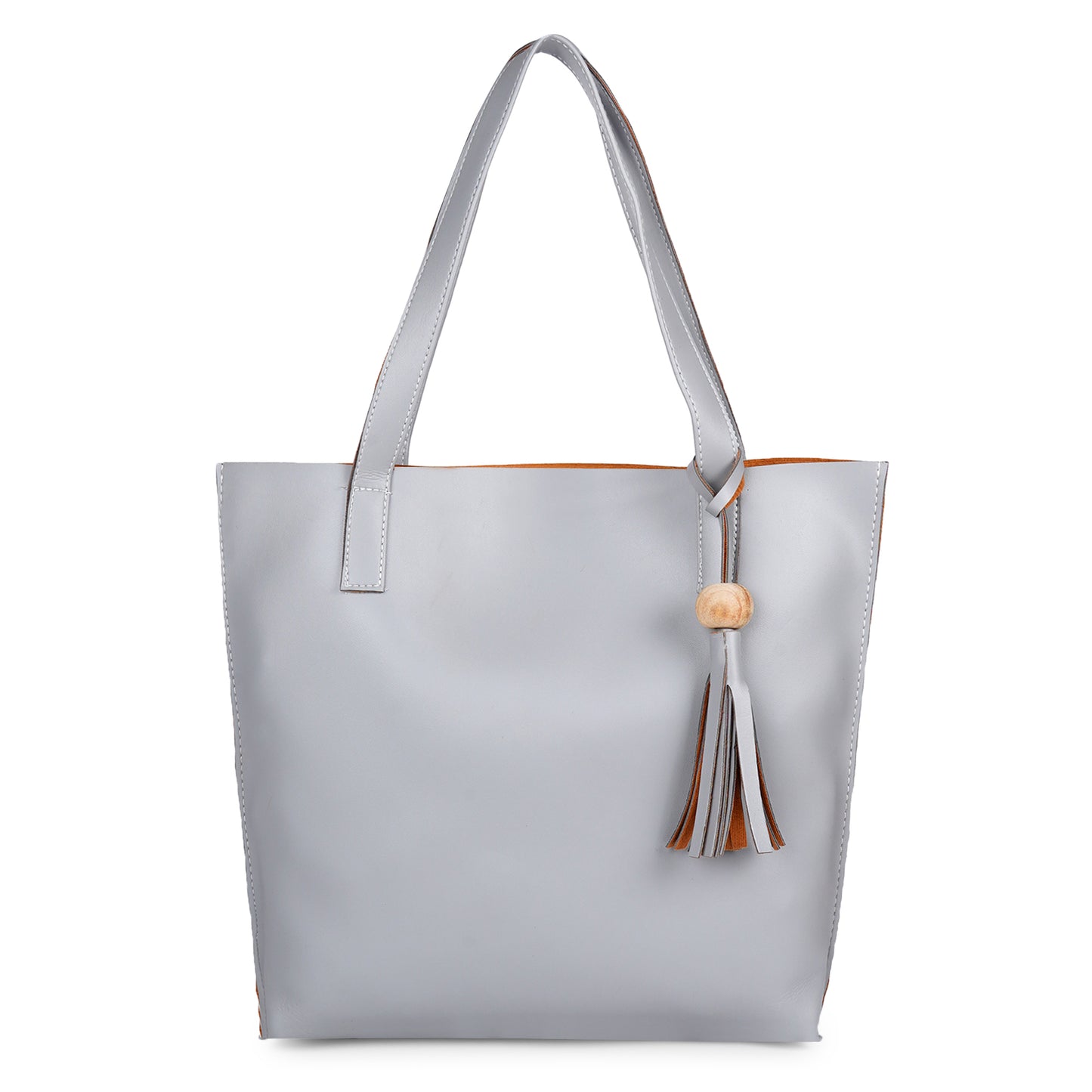 Aliza Vegan Leather Shopper Tote Bag Grey