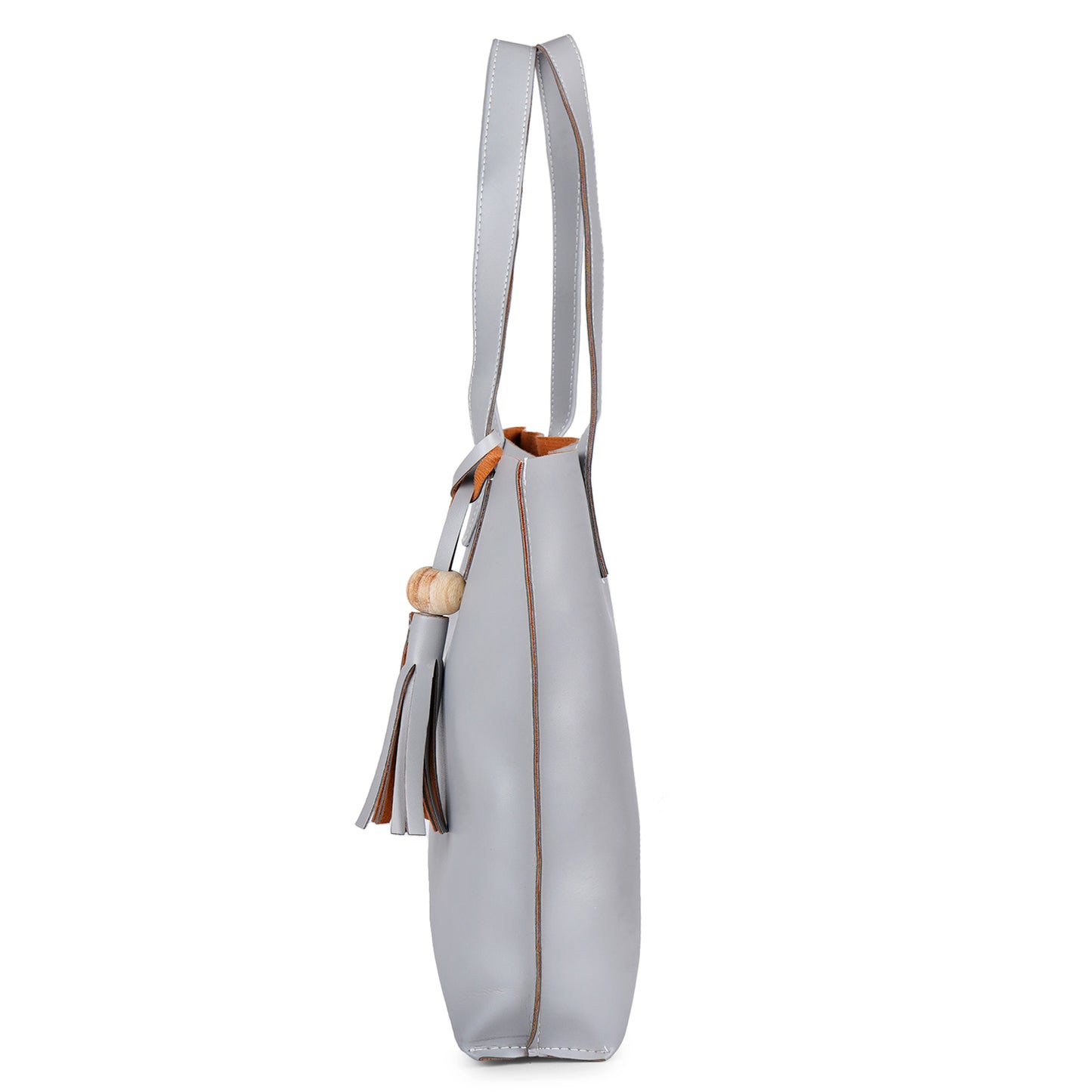 Aliza Vegan Leather Shopper Tote Bag Grey