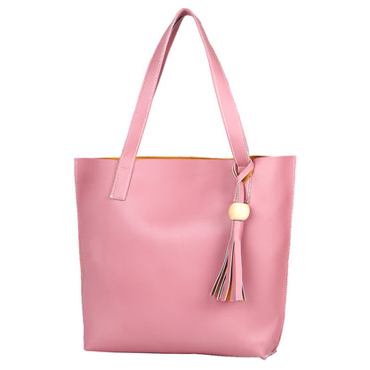 Aliza Vegan Leather Shopper Tote Bag Pink