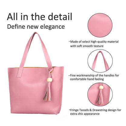 Aliza Vegan Leather Shopper Tote Bag Pink