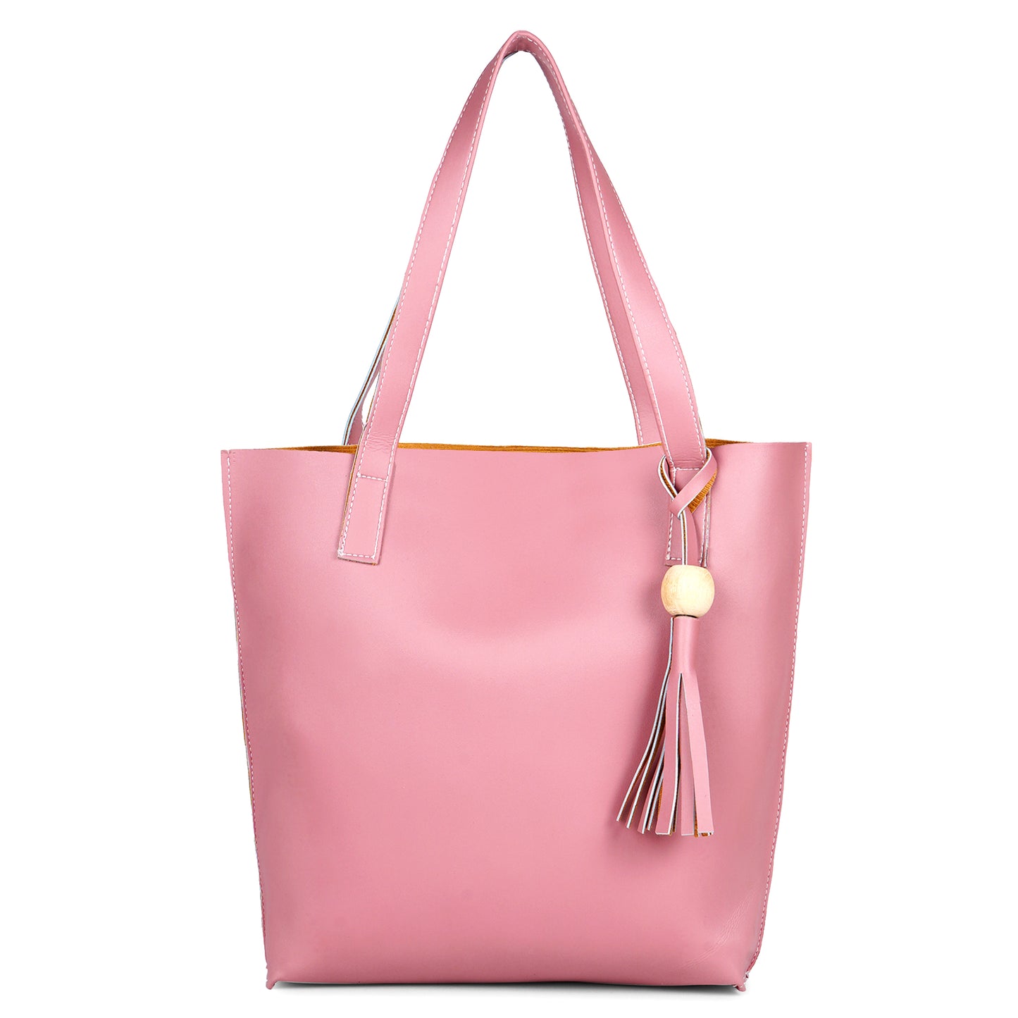 Aliza Vegan Leather Shopper Tote Bag Pink