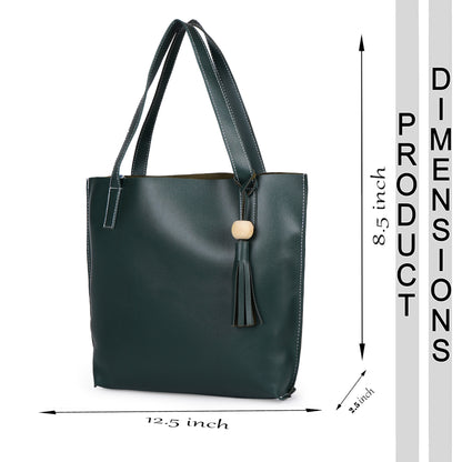 Aliza Vegan Leather Shopper Tote Bag Green