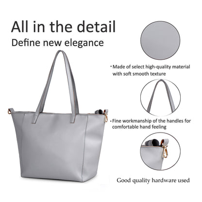 Aliza Luna Elegance Vegan Leather Tote Bag - Grey