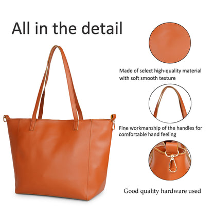 Aliza Luna Elegance Vegan Leather Tote Bag - Tan