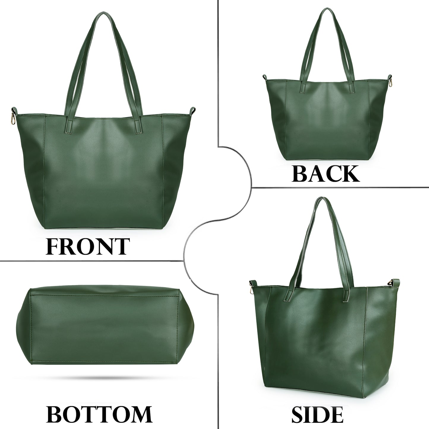 Aliza Luna Elegance Vegan Leather Tote Bag - Green