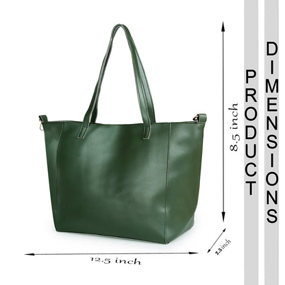 Aliza Luna Elegance Vegan Leather Tote Bag - Green