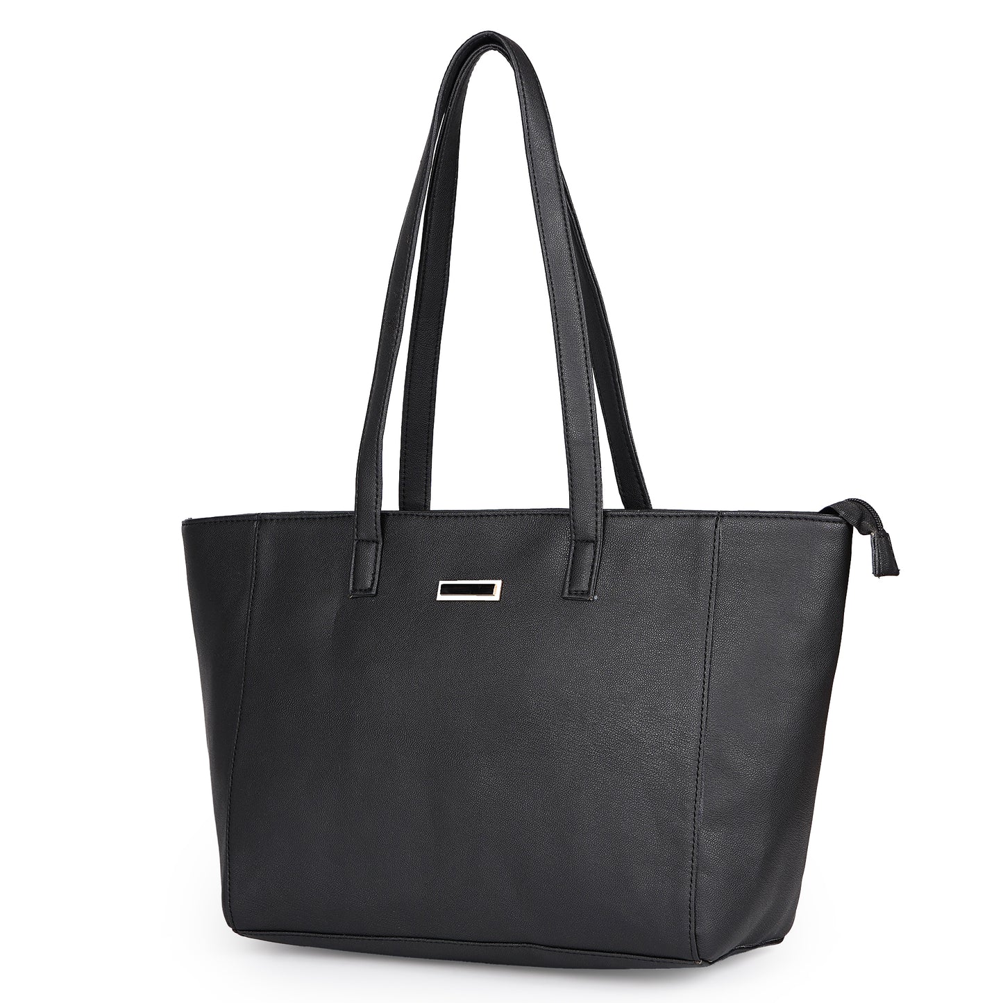 Aliza Elegance Office Tote Bag Black Vegan Leather Handbag