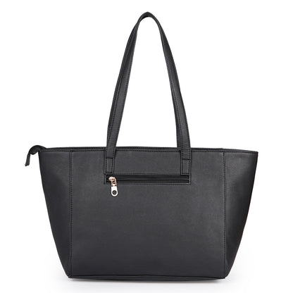 Aliza Elegance Office Tote Bag Black Vegan Leather Handbag