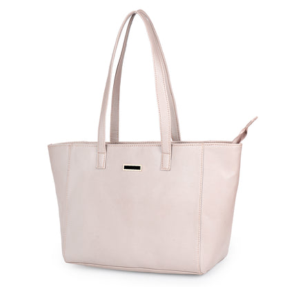 Aliza Elegance Office Tote Bag Cream Vegan Leather Handbag