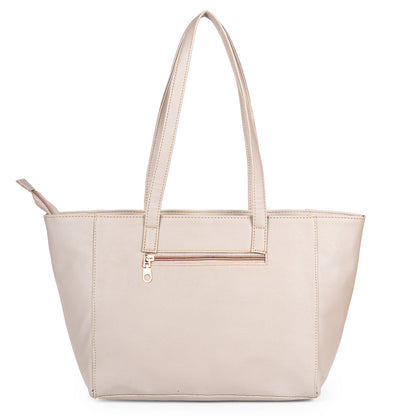 Aliza Elegance Office Tote Bag Cream Vegan Leather Handbag