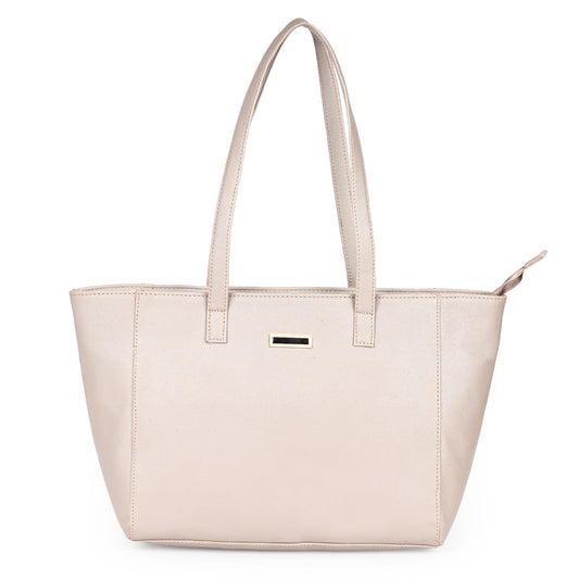 Aliza Elegance Office Tote Bag Cream Vegan Leather Handbag