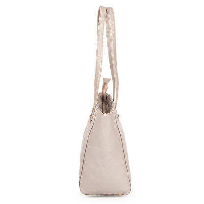 Aliza Elegance Office Tote Bag Cream Vegan Leather Handbag