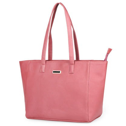 Aliza Elegance Office Tote Bag Pink Vegan Leather Handbag