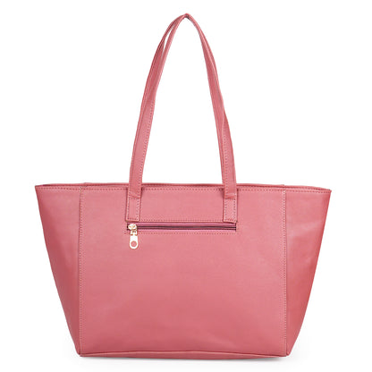 Aliza Elegance Office Tote Bag Pink Vegan Leather Handbag