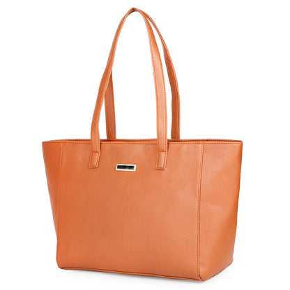 Aliza Elegance Office Tote Bag Tan Vegan Leather Handbag