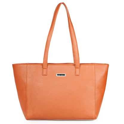 Aliza Elegance Office Tote Bag Tan Vegan Leather Handbag