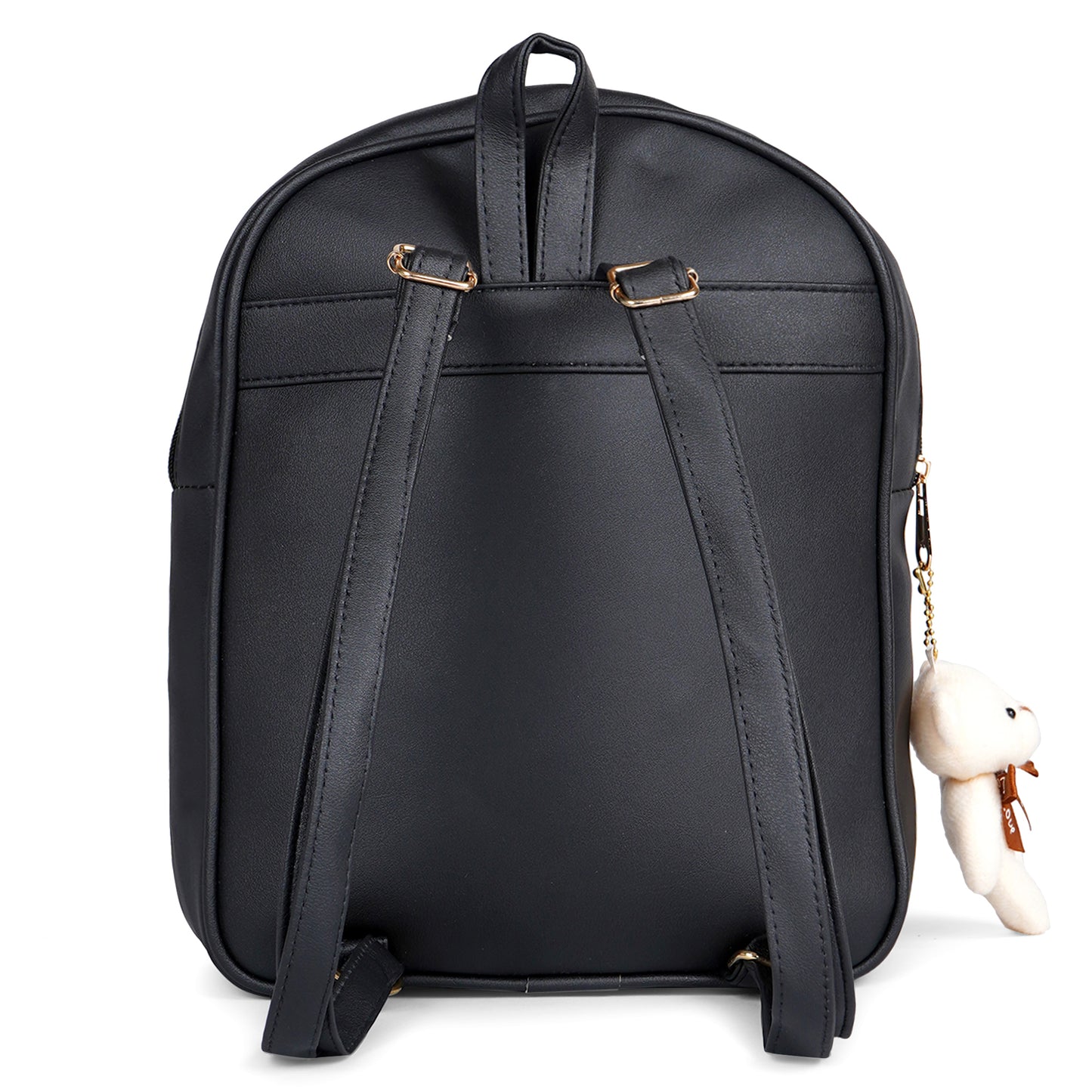 Paris Combo of 3 Pcs: Vegan Leather Backpack for Girls - Black