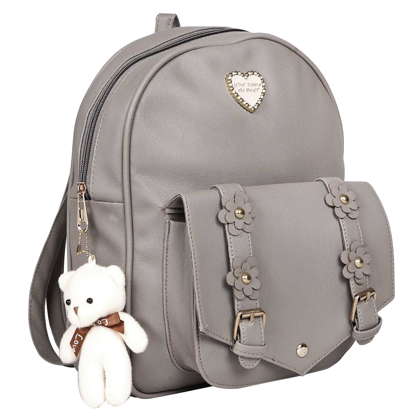 Paris Combo of 3 Pcs: Vegan Leather Backpack for Girls - Grey