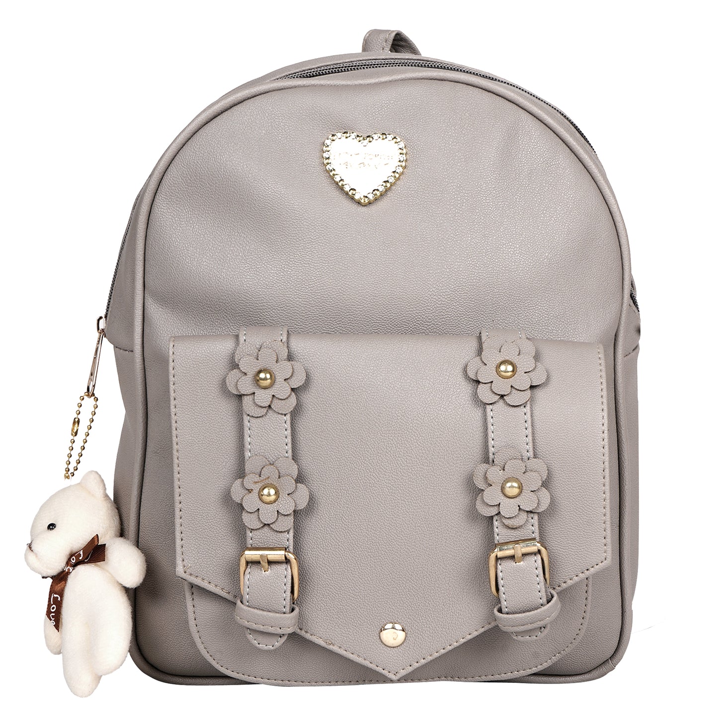 Paris Combo of 3 Pcs: Vegan Leather Backpack for Girls - Grey