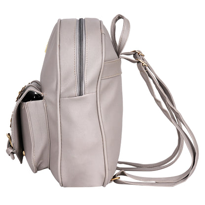 Paris Combo of 3 Pcs: Vegan Leather Backpack for Girls - Grey