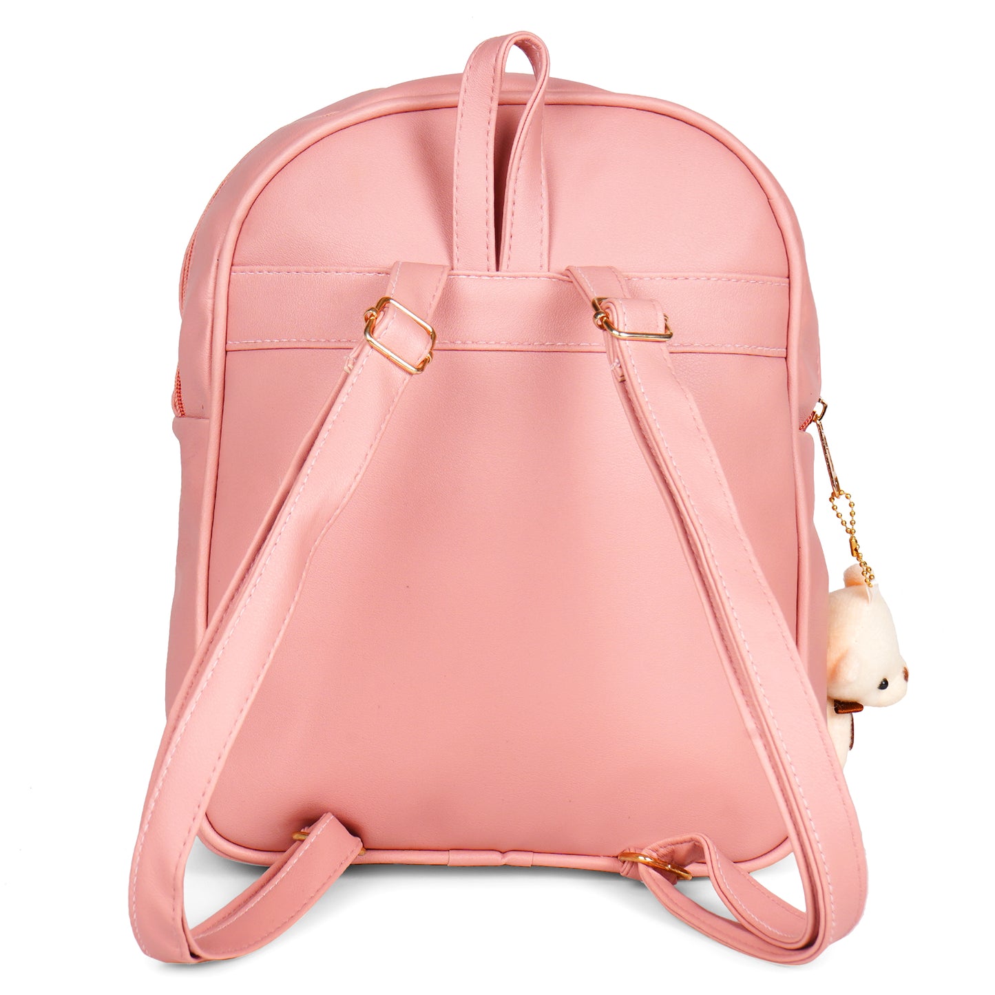 Paris Combo of 3 Pcs: Vegan Leather Backpack for Girls - Pink