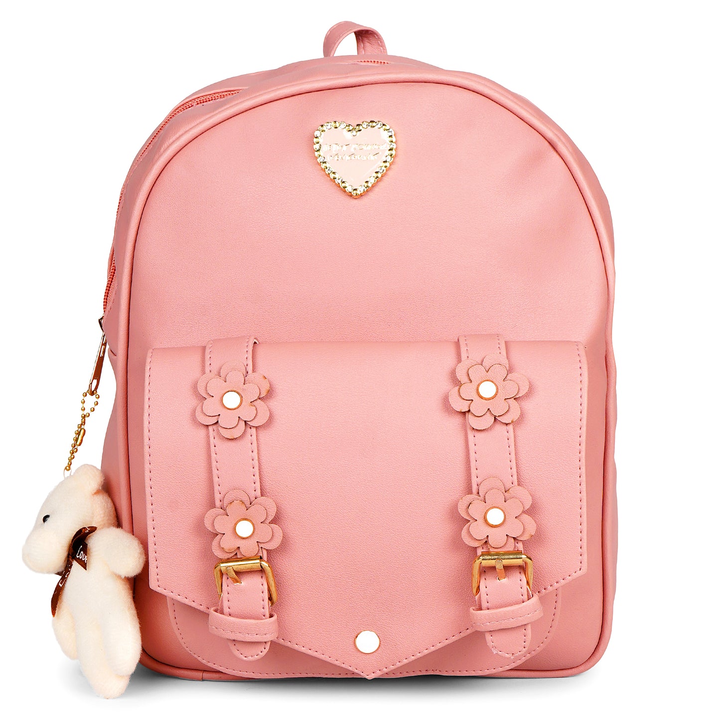 Paris Combo of 3 Pcs: Vegan Leather Backpack for Girls - Pink