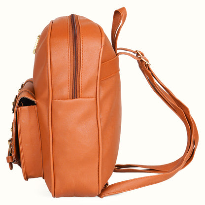 Paris Combo of 3 Pcs: Vegan Leather Backpack for Girls - Tan