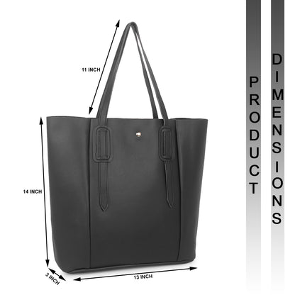 Aliza Vespera Tote Bag with Double Shoulder Handle - Black