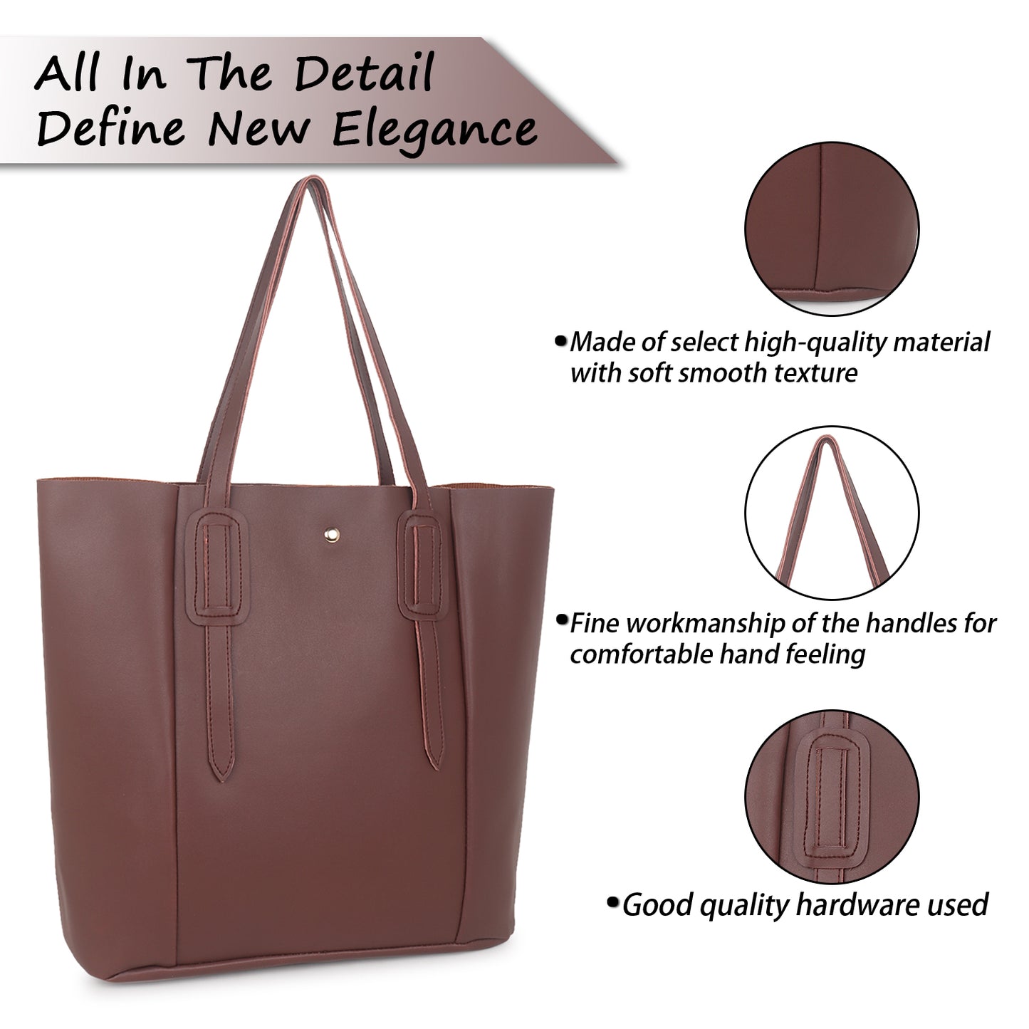 Aliza Vespera Tote Bag with Double Shoulder Handle - Coffee