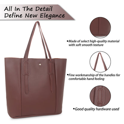 Aliza Vespera Tote Bag with Double Shoulder Handle - Coffee