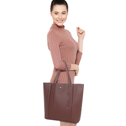 Aliza Vespera Tote Bag with Double Shoulder Handle - Coffee