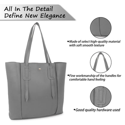 Aliza Vespera Tote Bag with Double Shoulder Handle - Grey