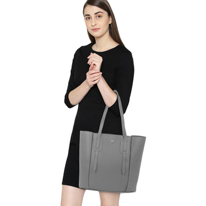 Aliza Vespera Tote Bag with Double Shoulder Handle - Grey