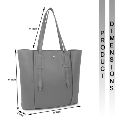 Aliza Vespera Tote Bag with Double Shoulder Handle - Grey