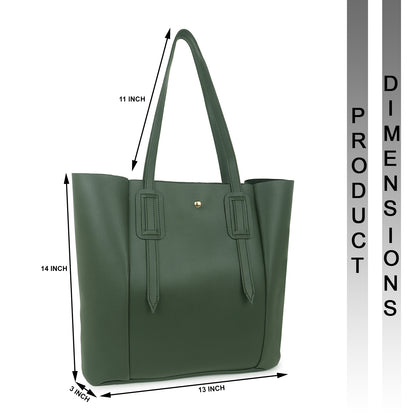 Aliza Vespera Tote Bag with Double Shoulder Handle - Olive Green