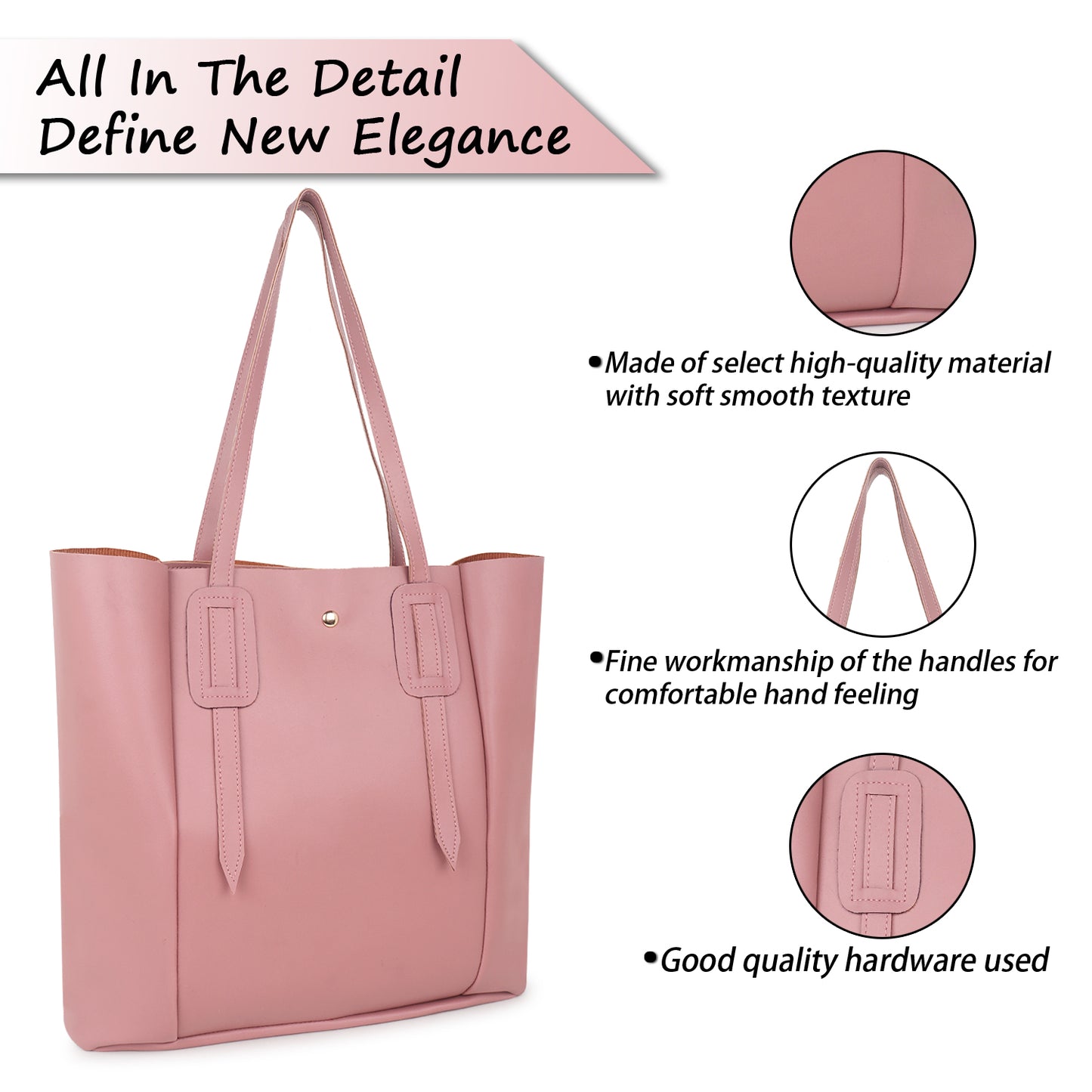 Aliza Vespera Tote Bag with Double Shoulder Handle - Pink