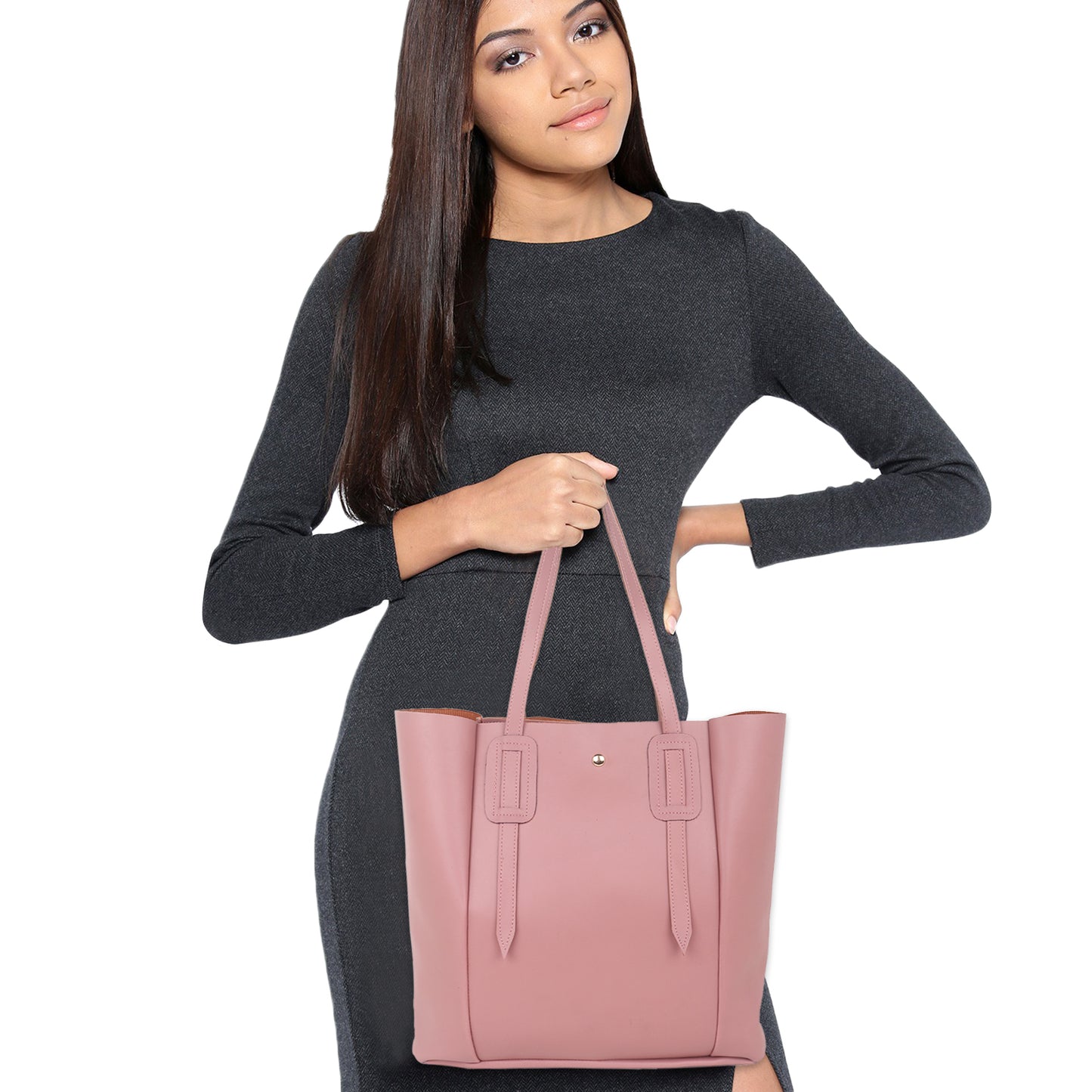 Aliza Vespera Tote Bag with Double Shoulder Handle - Pink