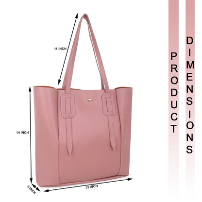 Aliza Vespera Tote Bag with Double Shoulder Handle - Pink