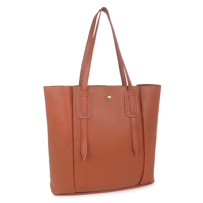 Aliza Vespera Tote Bag with Double Shoulder Handle - Tan