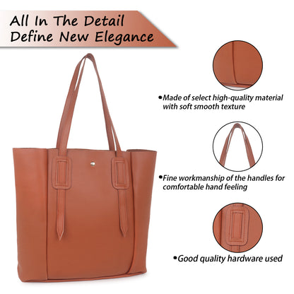 Aliza Vespera Tote Bag with Double Shoulder Handle - Tan