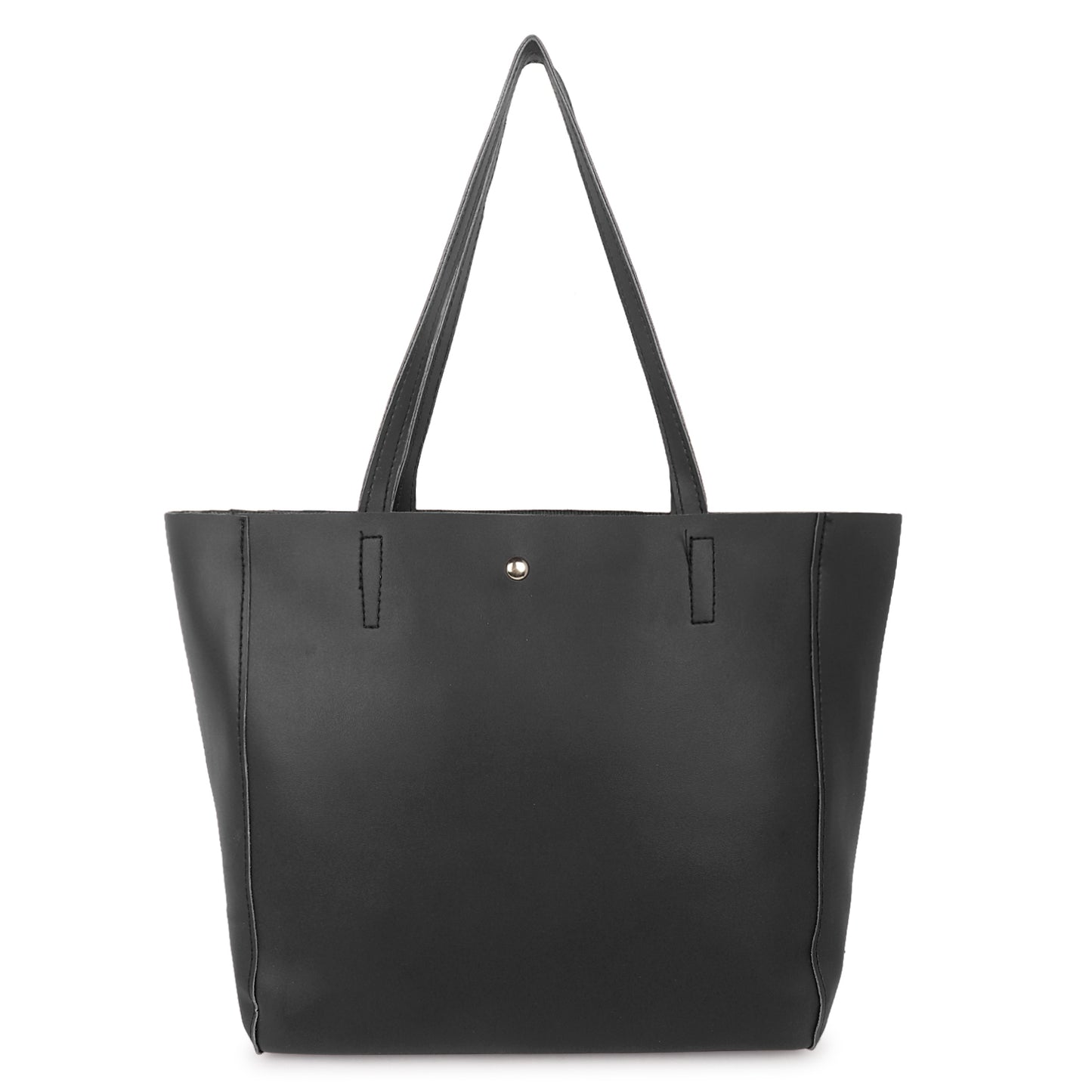 Astra Vegan Leather Large Tote Bag - Black