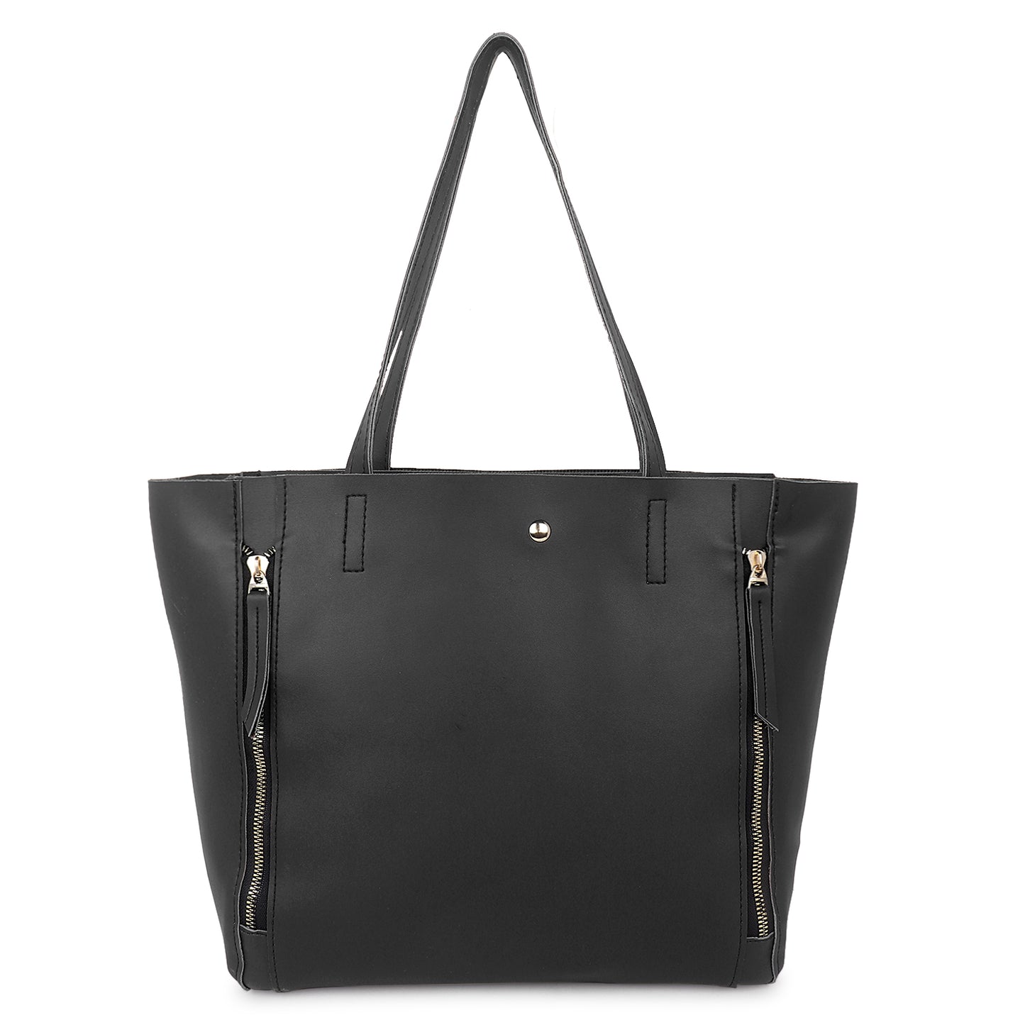 Astra Vegan Leather Large Tote Bag - Black