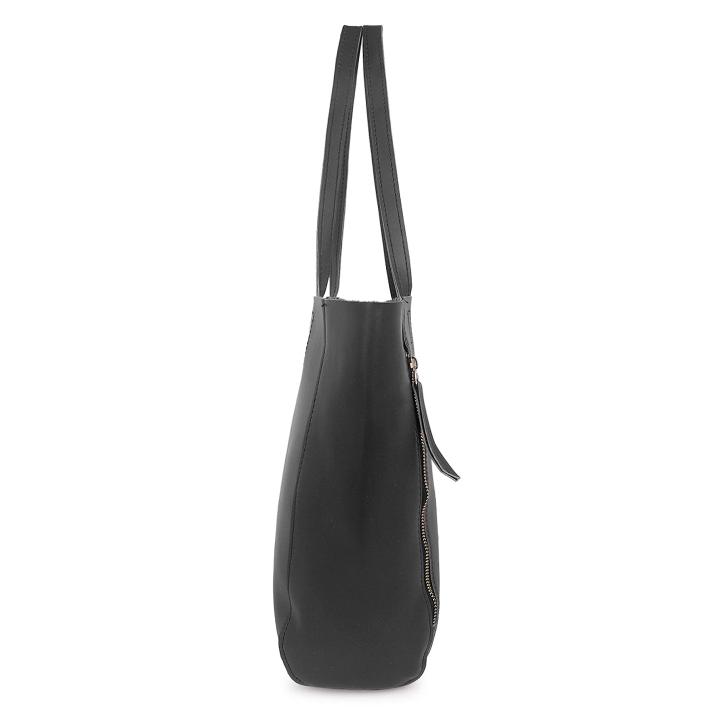 Astra Vegan Leather Large Tote Bag - Black