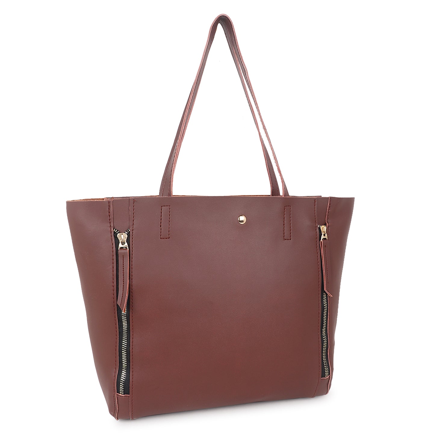 Astra Vegan Leather Large Tote Bag - Coffee