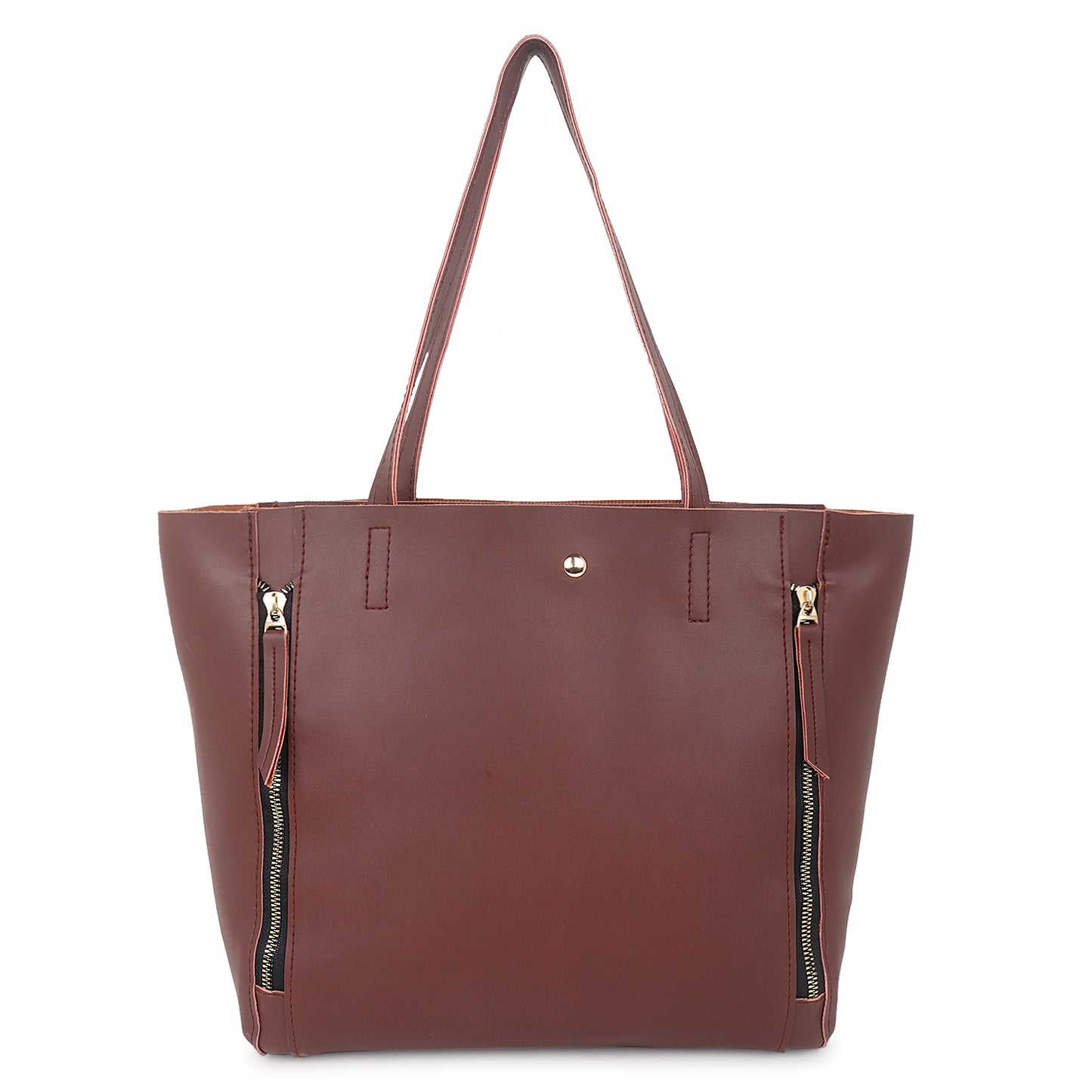 Astra Vegan Leather Large Tote Bag - Coffee