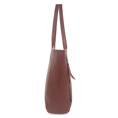 Astra Vegan Leather Large Tote Bag - Coffee