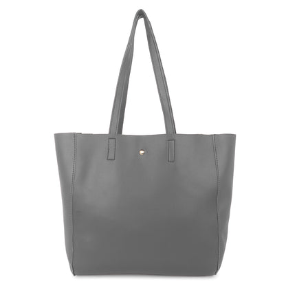 Astra Vegan Leather Large Tote Bag - Grey