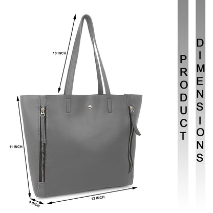 Astra Vegan Leather Large Tote Bag - Grey