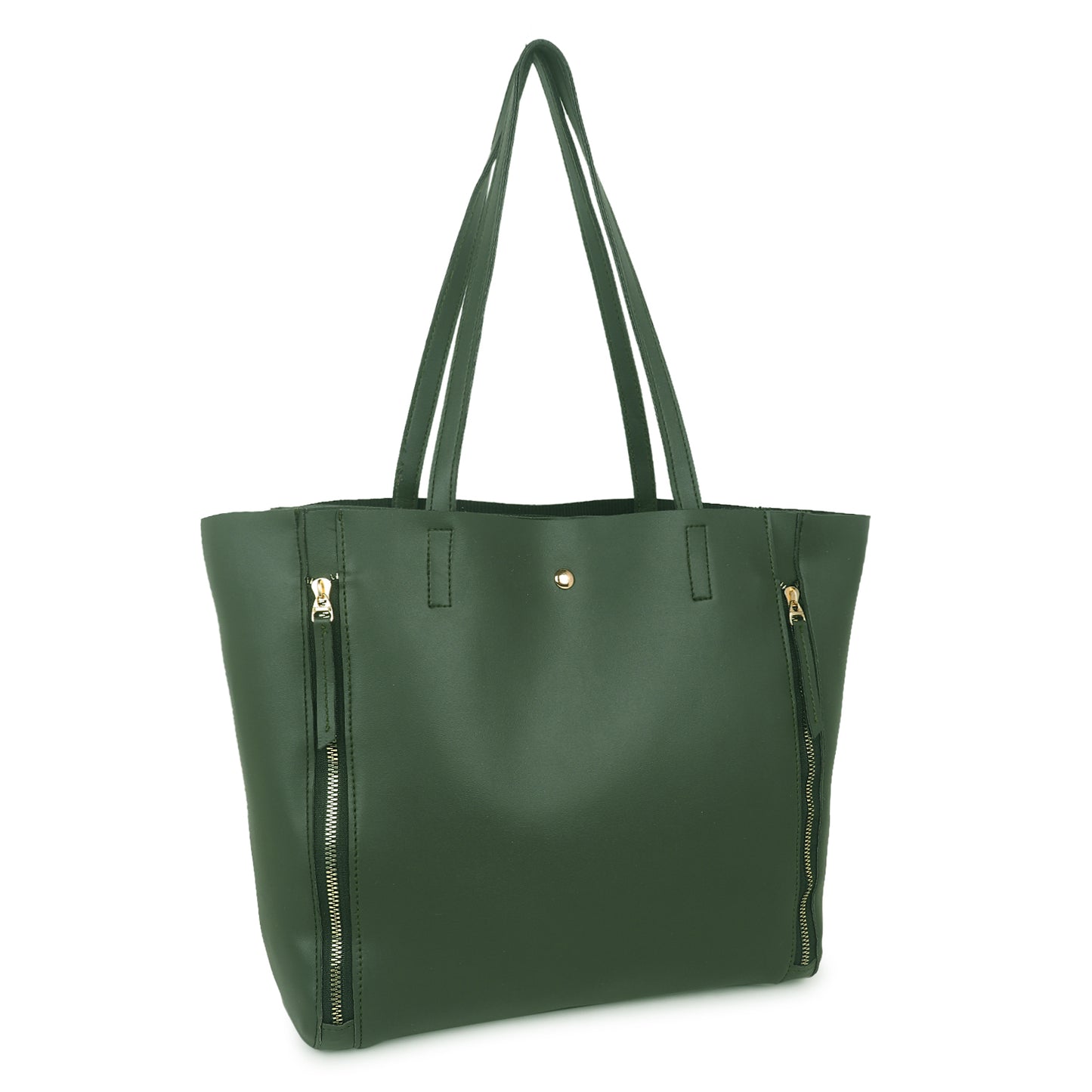 Astra Vegan Leather Large Tote Bag - Olive Green